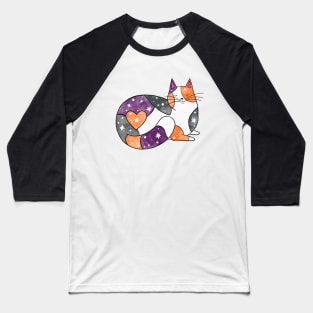 Halloween Calico Cat with Stars Baseball T-Shirt